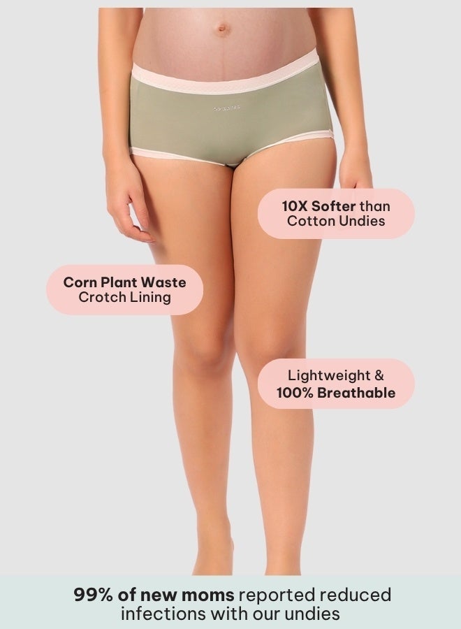 Intimate Queen Corn Bae Maternity Lacy Boy Shorts – Ultra-Soft, No Roll-Ups & Gusset Support, Full Coverage Comfort for Every Trimester - Image 2
